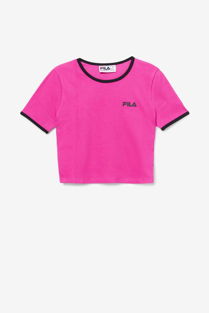 Fila Tričko Damske Perla Crop Top Ruzove - GPQBJ0672